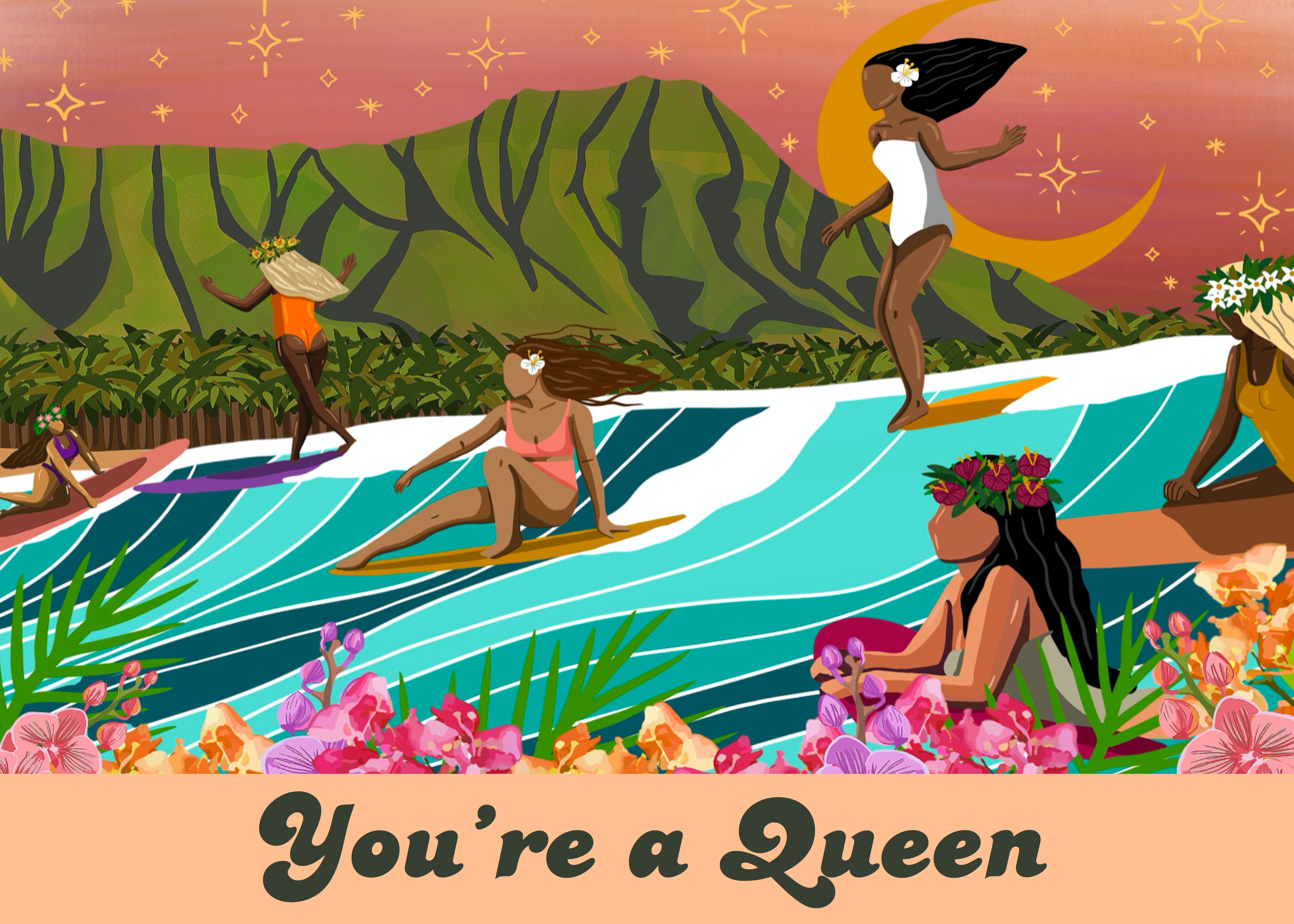 【直筆メッセージ付き】 Wandering Visitor ササクレイション You're a Queen Postcard Puzzle – Surf Shack Puzzles
