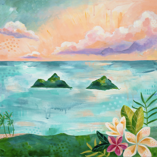 painting of Mokulua Islands Kailua