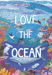 Puzzle image of various sealife, including a whale, sharks, stingrays, and jellyfish
