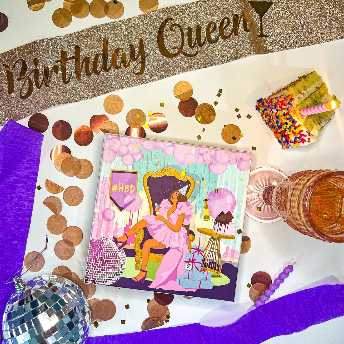 puzzle with birthday cake and decorations