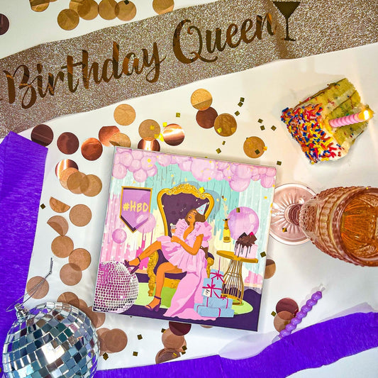 puzzle with birthday cake and decorations